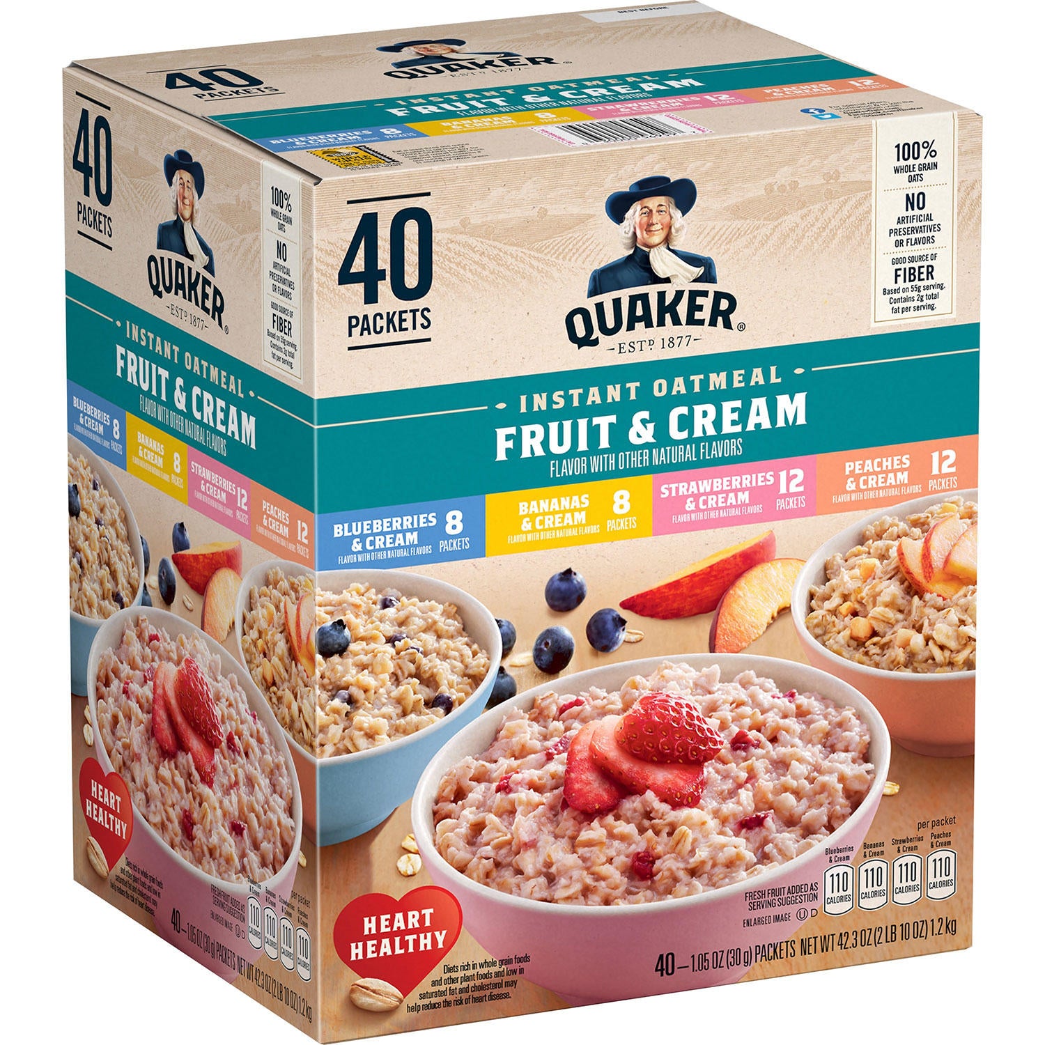 Quaker Instant Oatmeal Fruit & Cream, Variety Pack