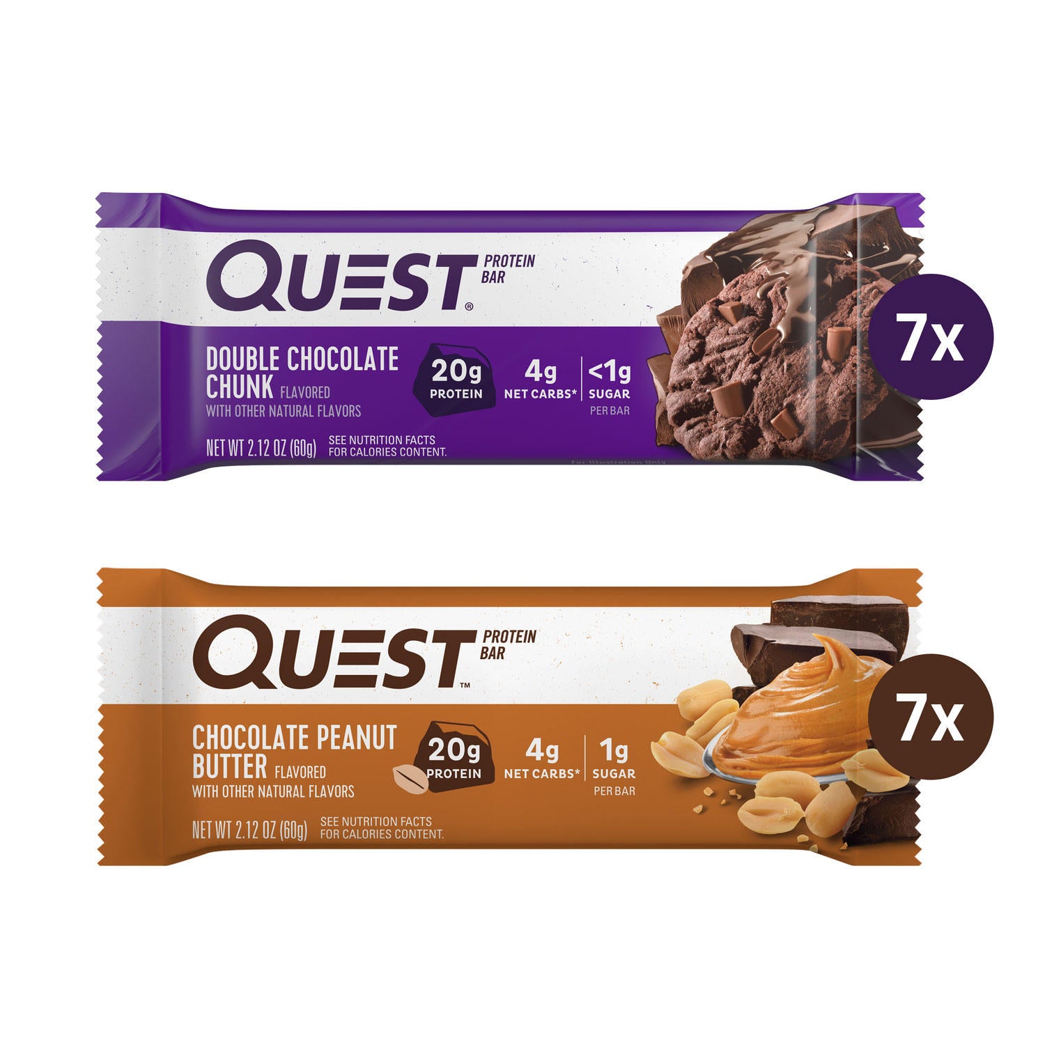 Quest Bars Variety Pack (chocolate peanut butter, double chocolate chunk)